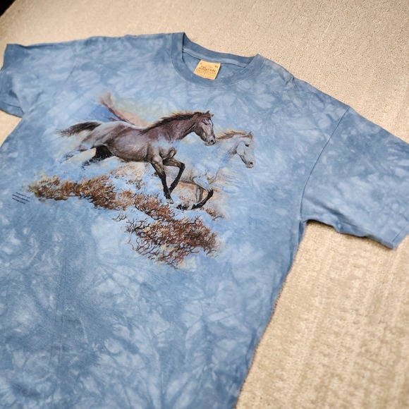 The Mountain Other - Vintage The Mountain Shirt Adult XL Tie Dye Horse Nature Tee Y2K Blue USA